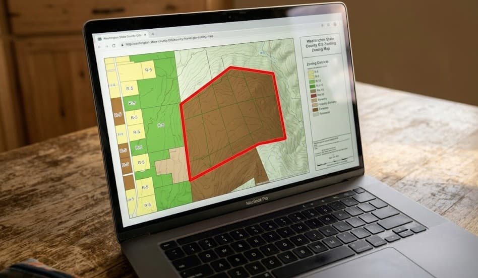 Washington county zoning map with a parcel highlighted for feasibility review