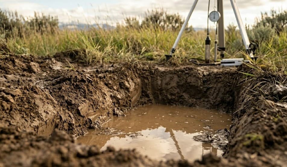 Poor drainage on a Washington lot indicating septic and soil challenges