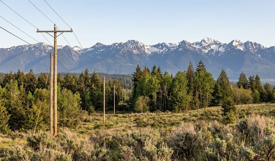 Power line extension toward a rural Washington property for utility access verification