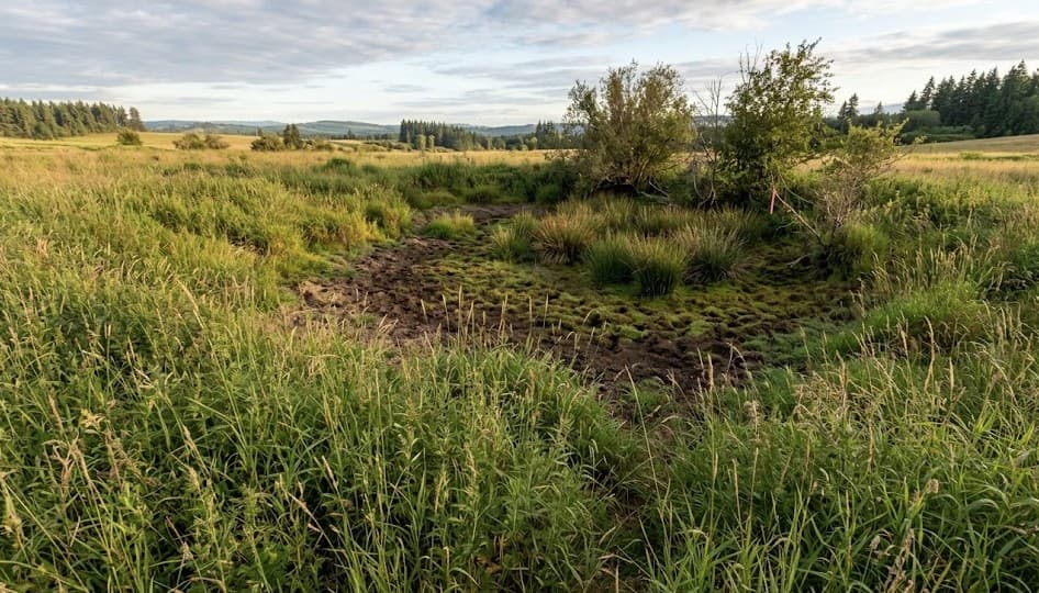 Vacant Washington lot with wetland area that may affect buildability